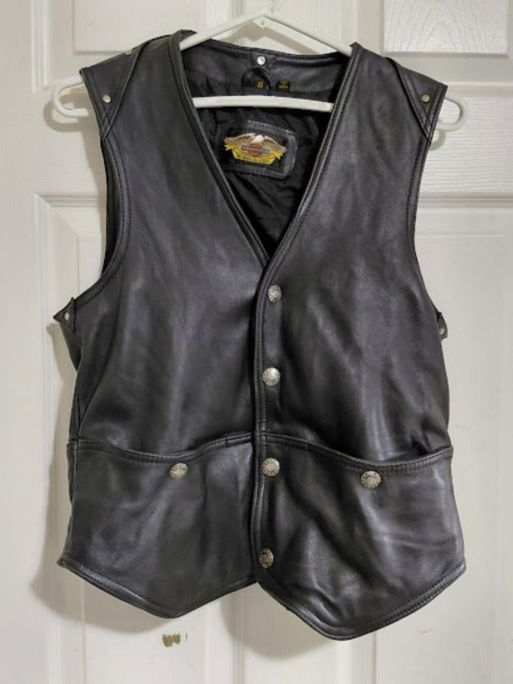 Vintage Women's Harley-Davidson Genuine Leather Motorcycle Biker Vest Size S
